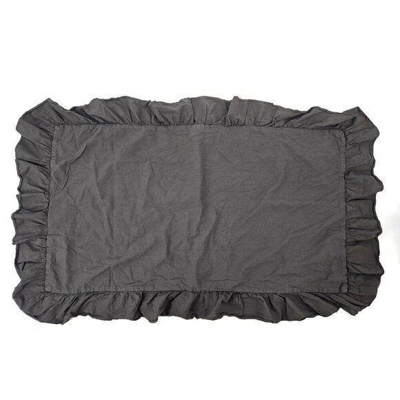 NWOT Pom Pom at Home King Pillow Shams Charcoal Cotton Ruffle Set of 2 - Picture 6 of 7